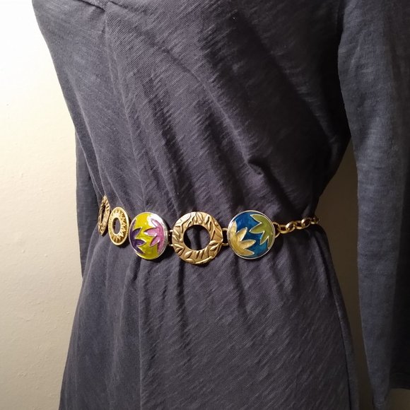 Colorful Chico's Metal Decorative Fashion Belt 42 Inches - Picture 4 of 15